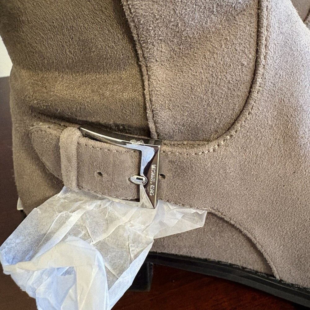 NIB Michael Kors BRANSON Suede Riding Mid Boot Knee High Mushroom 6M $275 - Picture 7 of 10